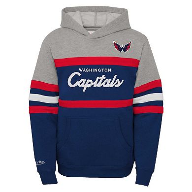 Youth Mitchell & Ness Navy Washington Capitals Head Coach Pullover Hoodie
