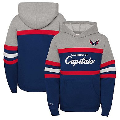 Youth Mitchell & Ness Navy Washington Capitals Head Coach Pullover Hoodie