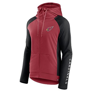 Women's Fanatics Branded Cardinal/Black Arizona Cardinals End Around Lightweight Raglan Full-Zip Hoodie Jacket
