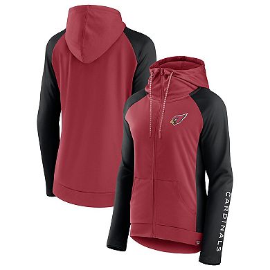 Women's Fanatics Branded Cardinal/Black Arizona Cardinals End Around Lightweight Raglan Full-Zip Hoodie Jacket