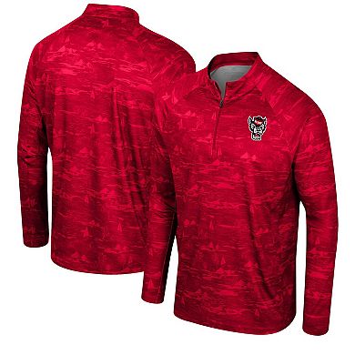 Men's Colosseum Red NC State Wolfpack Carson Raglan Quarter-Zip Jacket