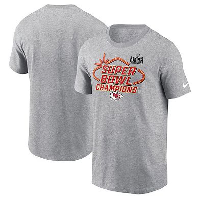 Men's Nike Heather Gray Kansas City Chiefs Super Bowl LVIII Champions Locker Room Trophy Collection Tall T-Shirt