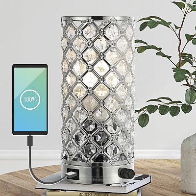 Lucie Mid Century Modern Iron acrylic Led Mini Uplight Table Lamp
