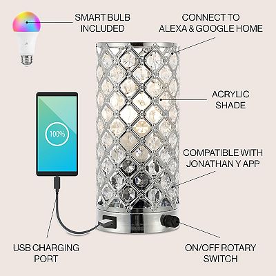 Lucie Mid Century Modern Iron acrylic Led Mini Uplight Table Lamp