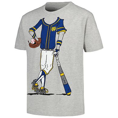 Youth Wes & Willy Gray Notre Dame Fighting Irish Baseball Player T-Shirt