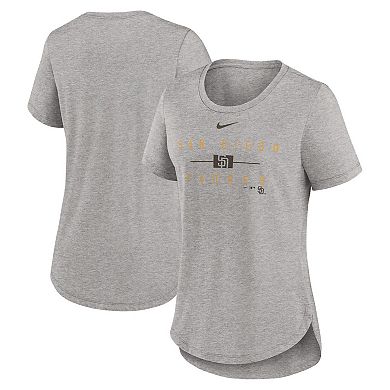 Women's Nike Heather Charcoal San Diego Padres Knockout Team Stack Tri-Blend T-Shirt