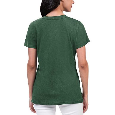 Women's G-III 4Her by Carl Banks Green Oakland Athletics Key Move V-Neck T-Shirt