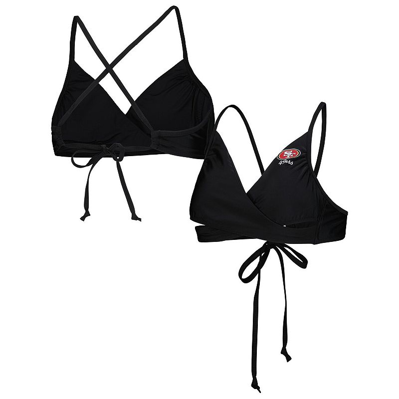 Women's G-III 4Her by Carl Banks Black San Francisco 49ers Hall of Fame Bikini Top, Size: Large