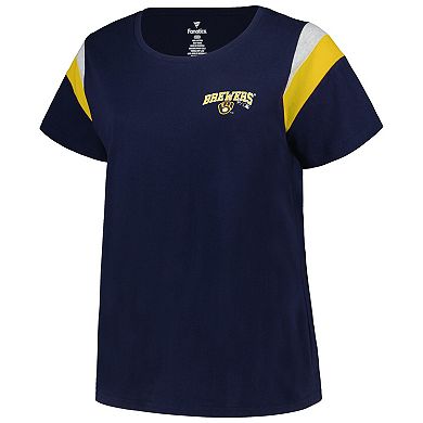 Women's Profile Navy Milwaukee Brewers Plus Size Scoop Neck T-Shirt