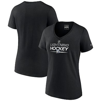 Women's Fanatics Branded  Black Tampa Bay Lightning Alternate Wordmark V-Neck T-Shirt