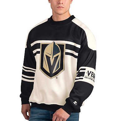 Men's Starter White Vegas Golden Knights Defense Fleece Crewneck Pullover Sweatshirt