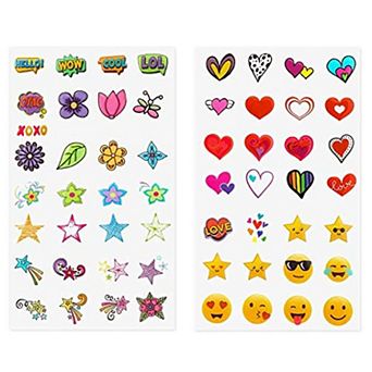 Zink 50+ Deluxe Sticker Set with Fun Shapes, Cute Emojis & Trendy Designs