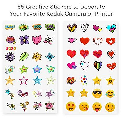 Zink 50+ Deluxe Sticker Set with Fun Shapes, Cute Emojis & Trendy Designs