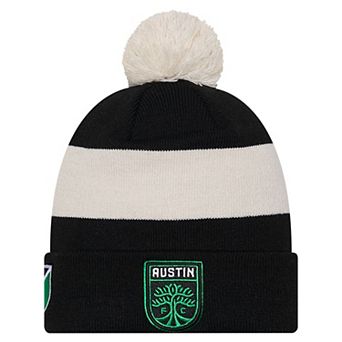 Men's New Era Black Austin FC 2024 Kick Off Collection Cuffed Knit Hat with Pom