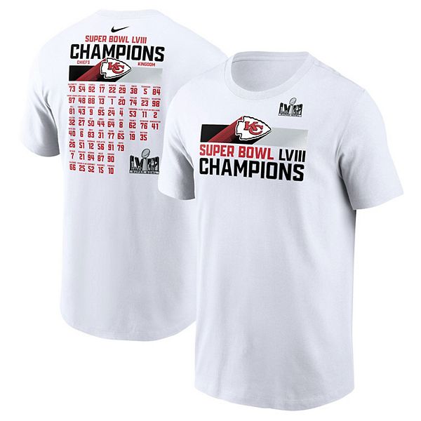 Men's Nike White Kansas City Chiefs Super Bowl LVIII Champions Roster T ...