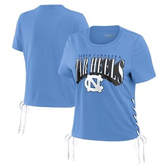 Women's WEAR by Erin Andrews Carolina Blue North Carolina Tar Heels Side Lace-Up Modest Crop T-Shirt