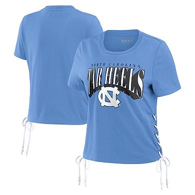 Women's WEAR by Erin Andrews Carolina Blue North Carolina Tar Heels Side Lace-Up Modest Crop T-Shirt