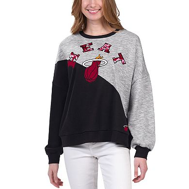 Women's G-III 4Her by Carl Banks Black Miami Heat Benches Split Pullover Sweatshirt