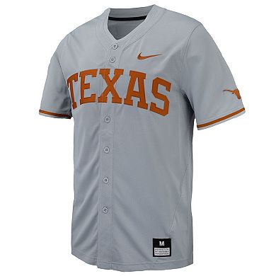 Men's Nike Gray Texas Longhorns Replica Full-Button Baseball Jersey