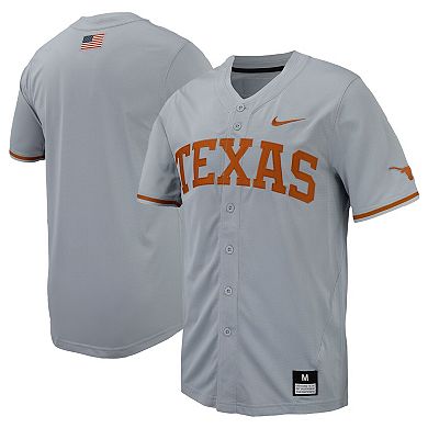Men's Nike Gray Texas Longhorns Replica Full-Button Baseball Jersey