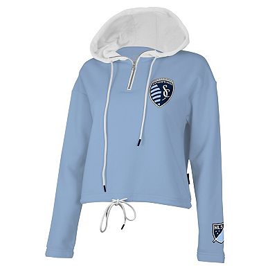 Women's Stadium Essentials Light Blue Sporting Kansas City Game Plan Quarter-Zip Hoodie