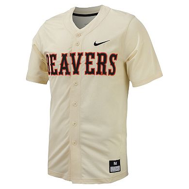 Men's Nike Cream Oregon State Beavers Replica Full-Button Baseball Jersey