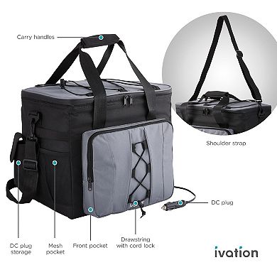 Ivation Electric Cooler Bag, 18 L Portable Thermoelectric 12 Volt Cooler With Shoulder Strap