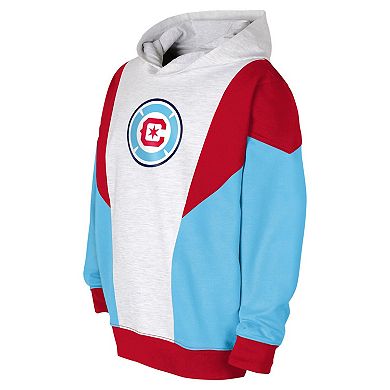 Youth Ash/Red Chicago Fire Champion League Fleece Pullover Hoodie