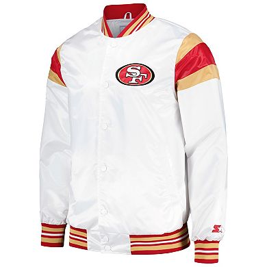 Men's Starter White San Francisco 49ers Satin Full-Snap Varsity Jacket