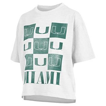 Women's Pressbox White Miami Hurricanes Motley Crew Andy Waist Length Oversized T-Shirt