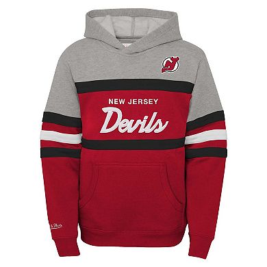 Youth Mitchell & Ness Red New Jersey Devils Head Coach Pullover Hoodie