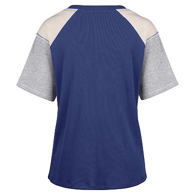 Women's '47 Royal Kentucky Wildcats Underline Harvey Colorblock Raglan Henley T-Shirt