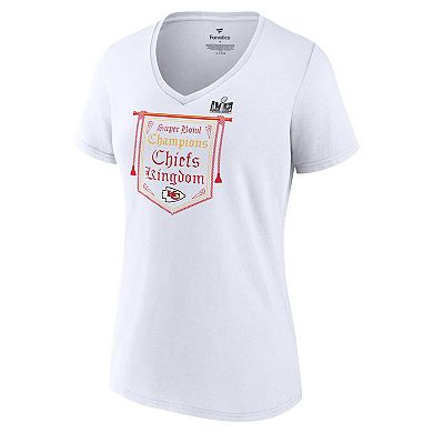 Women's Fanatics Branded  White Kansas City Chiefs Super Bowl LVIII Champions On Top V-Neck T-Shirt