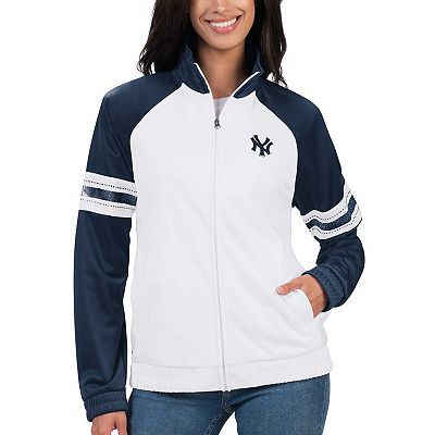 Women s G III 4Her by Carl Banks White New York Yankees Show Up Raglan Full Zip