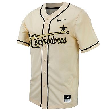 Men's Nike Natural Vanderbilt Commodores Replica Full-Button Baseball Jersey