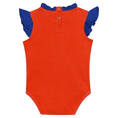 Girls Newborn & Infant Fanatics Branded Orange New York Mets Happy Baseball Bodysuit, Bib & Bootie Set