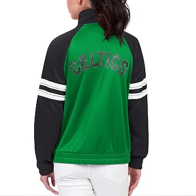 Women's G-III 4Her by Carl Banks Kelly Green Boston Celtics Main Player Raglan Rhinestone Full-Zip Track Jacket