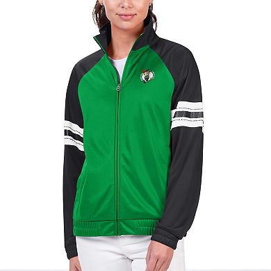 Women's G-III 4Her by Carl Banks Kelly Green Boston Celtics Main Player Raglan Rhinestone Full-Zip Track Jacket
