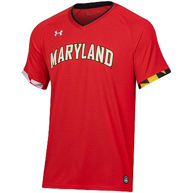 Men's Under Armour Red Maryland Terrapins Softball V-Neck Jersey