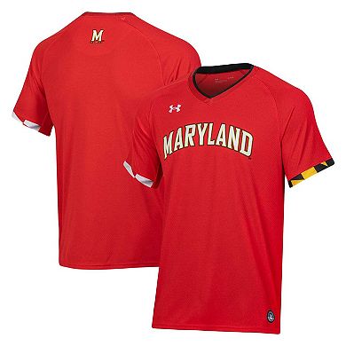 Men's Under Armour Red Maryland Terrapins Softball V-Neck Jersey