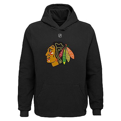 Youth Connor Bedard Black Chicago Blackhawks Player Name & Number Pullover Hoodie