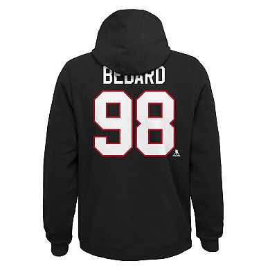 Youth Connor Bedard Black Chicago Blackhawks Player Name & Number Pullover Hoodie