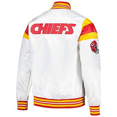 Men's Starter White Kansas City Chiefs Satin Full-Snap Varsity Jacket