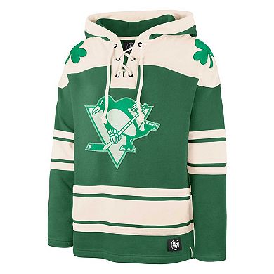 Men's '47 Kelly Green Pittsburgh Penguins St. Patrick's Day Superior Lacer Pullover Hoodie
