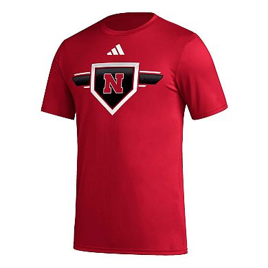 Men's adidas Scarlet Nebraska Huskers 2023/24 AEROREADY Homeland Plate Pregame T-Shirt