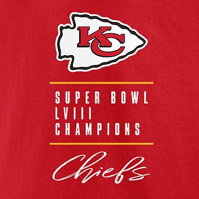 Men's Fanatics Branded Red Kansas City Chiefs Super Bowl LVIII Champions Signature Roster Big & Tall T-Shirt