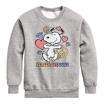 Boys 8-20 Peanuts Peace Love Dogs Fleece