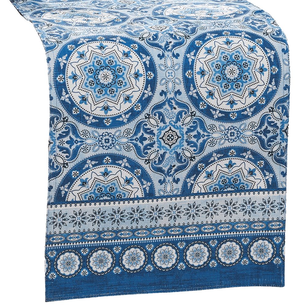Mudpie-Blue Block Print Table Runner