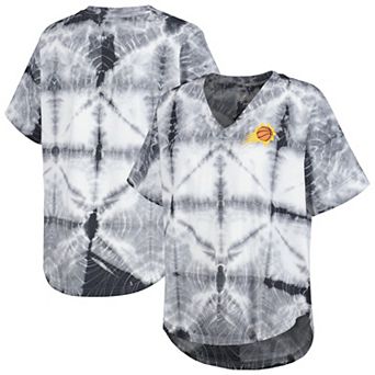 Women's G-III 4Her by Carl Banks Black Phoenix Suns Tournament Raglan Oversized Tie-Dye V-Neck T-Shirt