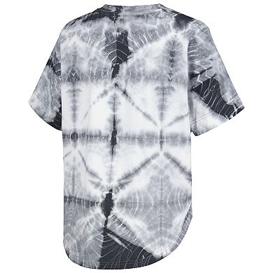 Women's G-III 4Her by Carl Banks Black Phoenix Suns Tournament Raglan Oversized Tie-Dye V-Neck T-Shirt